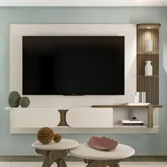BERTOLINI - Panel Mueble de Tv 70 Pulgadas Incluye Soporte Blanco con Pino