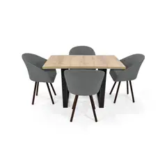 HOGAR VENECIA - Comedor 4 Puestos Marsella Sillas Tokyo 75X122X80 Gris