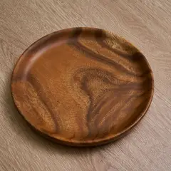 BUONASERA HOUSE - Plato de Madera Tallado - 22cm Diámetro x2cm Profundidad