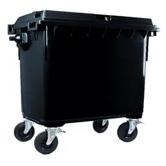undefined - Contenedor Con Ruedas Plástica 1100 Litros Negro