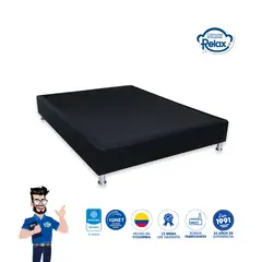 MUEBLES Y COLCHONES RELAX - Base Cama Dream Night Confort Negra Queen 160x190x30cm