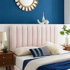 BANZAY - Cabecero Paneles Curvos Cama Doble - Rosa Pálido