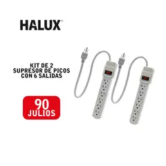 HALUX - Kit 2 Supresor De Picos Con 6 Salidas 90 Julios