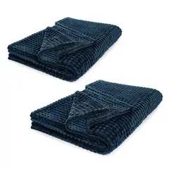 ENERGY PLUS - Set X2 Cobija Grande Decorativa Manta Frazada Lujosa Azul