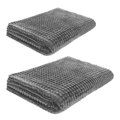 ENERGY PLUS - Set X2 Cobija Grande Decorativa Manta Frazada Lujosa Gris