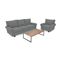 HOGAR VENECIA - Sala Lancaster y Mesa Damasco 80x307x174cm Gris