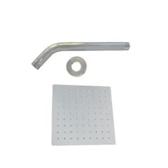 HICASA - Brazo De Ducha Redondo 24Cm + Ducha Cuadrada 15 Cm Cromada