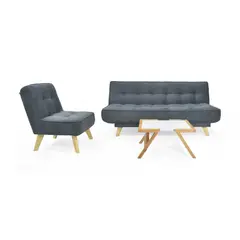 HOGAR VENECIA - Sala con Sofá Cama Gales 84x262x157 Gris y Mesa
