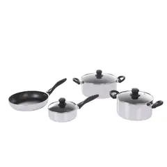 IMUSA - Bateria de cocina 7 piezas Aluminio Tapa Vidrio