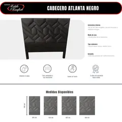 ESTILO Y CONFORT - Cabecero Atlanta Negro 200