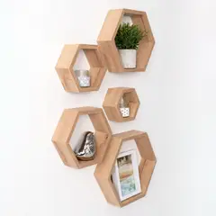 VIRTUAL MUEBLES - Set de Repisas Hexagonales Beige X 5 Unidades
