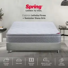SPRING - Combo Colchon King Infinite Firme 200x200 + Base Cama Dividida Sien Gris