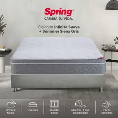 SPRING - Combo Colchon Queen Infinitive 160x190 + Base cama Dividida Siena Gris