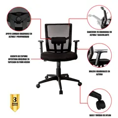GENERICO - Silla Oficina Tunja 104X51X61 Negro