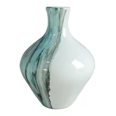 JUST HOME COLLECTION - Florero Cerámica 17.5x25.5cm Blanco Azul Rio