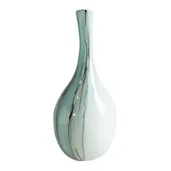 JUST HOME COLLECTION - Florero Cerámica 14.5x36cm Blanco Azul Rio