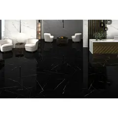 INTERMATEX - Porcelanato Esmaltado Marquina P. 80X160 Cm Color Negro C/2,57 Mt2