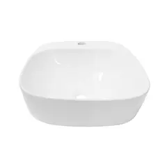 CCOL - Lavamanos Ceramica Sobreponer Cuadrado Blanco Seoul Sin Rebose