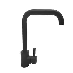 CCOL - Grifería Lavaplatos Cuello L Acero Inoxidable 304 Negro Consumo 7 l/min