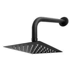 CCOL - Ducha Ultraslim Cuadrada 15cmx15cm 6 Pulgada Negro + Brazo 25cm Tubular
