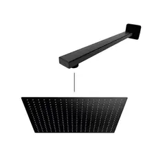 CCOL - Kit Ducha 30Cm Cuadrada Negro + Brazo Rectangular A Muro 40Cm Negro