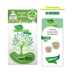 GENERICO - Bolsa Basura 43X48Cm Compostable Negro 12-23L Set X 24 Rollos de 16 Unidades c/u