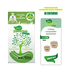GENERICO - Bolsa Basura 51X70Cm Compostable Verde 25-40L Set X 24 rollos de 12 Unidades c/u