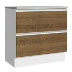 MADESA - Mueble de Cocina Bajo Glamy 80 cm 2 Cajones - Blanco/Marrón