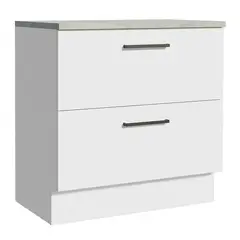 MADESA - Mueble de Cocina Bajo Agata 80 cm 2 Cajones - Blanco