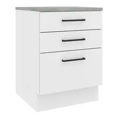 MADESA - Mueble de Cocina Bajo Agata 60 cm 3 Cajones - Blanco