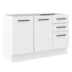 MADESA - Mueble de Cocina Bajo Agata 1.20 Metros 2 Puertas 3 Cajones - Blanco