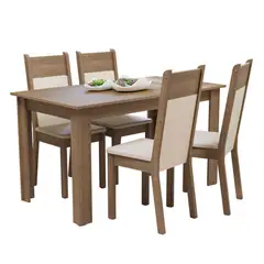 MADESA - Conjunto Comedor Cali Mesa Tapa Madera Con 4 Sillas Marrón/crema/beige