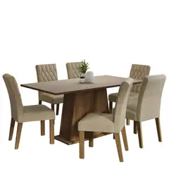 MADESA - Juego de Comedor Britney con 6 Sillas Tablero de Madera - Marrón/Crema/Imperial