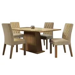 MADESA - Conjunto Comedor Mesa Cristal 4 Sillas Aryeli - Marrón/crema/imperial
