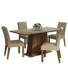 MADESA - Juego de Comedor Ashley 4 Sillas Mesas Tapa de Madera - Marrón/crema/imperial