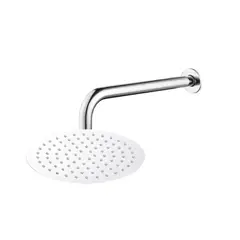 CCOL - Kit Ducha Ultraslim Redonda 20cm 8 Pulgadas Cromo Brillante +brazo Metalico 30cm a Muro Cromo Brillante