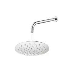 CCOL - Kit Ducha Ultraslim Redonda 25Cm Cromo Brillante+ Brazo Metálico 40Cm A Muro Cromo Brillante