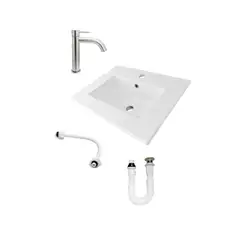 CCOL - Combo Placa Lavamanos 50X40 +Grifería Agua Fria+Acople+Push Integrado Con Rebose