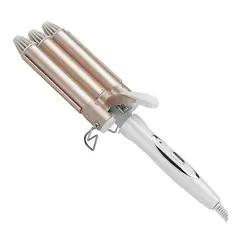 GENERICO - Rizador 8008 Cabello Ondulador Pinza 3 Tubos Encrespador Ondas Dorado