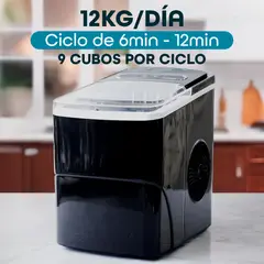 undefined - Máquina Fabricadora De Hielo Con Capacidad 12Kg Color Negra Hielera