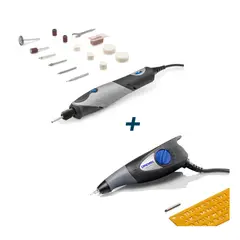DREMEL - Lápiz Grabador Eléctrico 35w Con 2 Accesorios + Mototool Stylo 60w Con 15 Accesorios