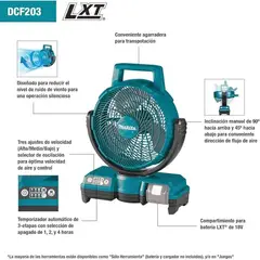MAKITA - Ventilador Inalámbrico 23.49 cm