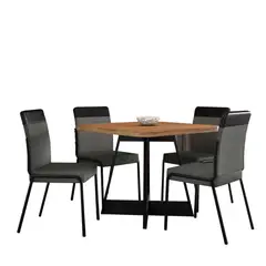BERTOLINI - Juego de Comedor 4 Puestos Café/Gris