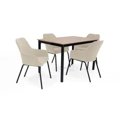 HOGAR VENECIA - Comedor 4 puestos Orion Sillas Mendoza 76x120x76 Taupe