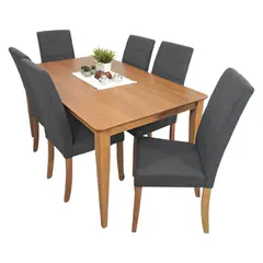 INVAL - Comedor Albacete Rovere Gris 6 Puestos 73.8X150X90 Cm