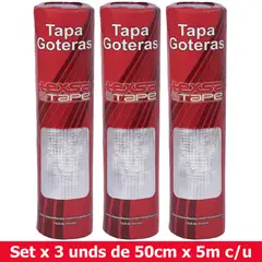 TEXSA - Cinta Asfáltica Impermeabilizante Tapa Goteras Tape 50cm X 5m Set X 3 Uds