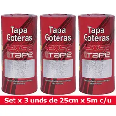 TEXSA - Cinta Asfáltica Impermeabilizante Tapa Goteras Tape 25cm X 5m Set X 3Uds