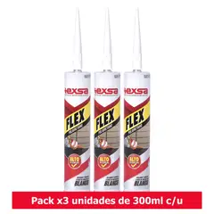 TEXSA - Sellante Adhesivo de Poliuretano Flex Blanco 300 ml Set x 3 Uds