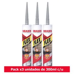 TEXSA - Sellante Adhesivo de Poliuretano Flex Gris 300 ml Set x 3 Uds