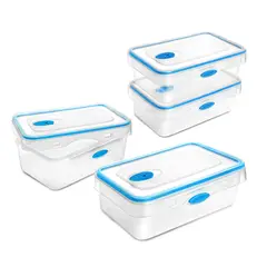 CHEF MASTER - Set X4 Recipientes para Cocina Tapper Hermético Portacomida Azul